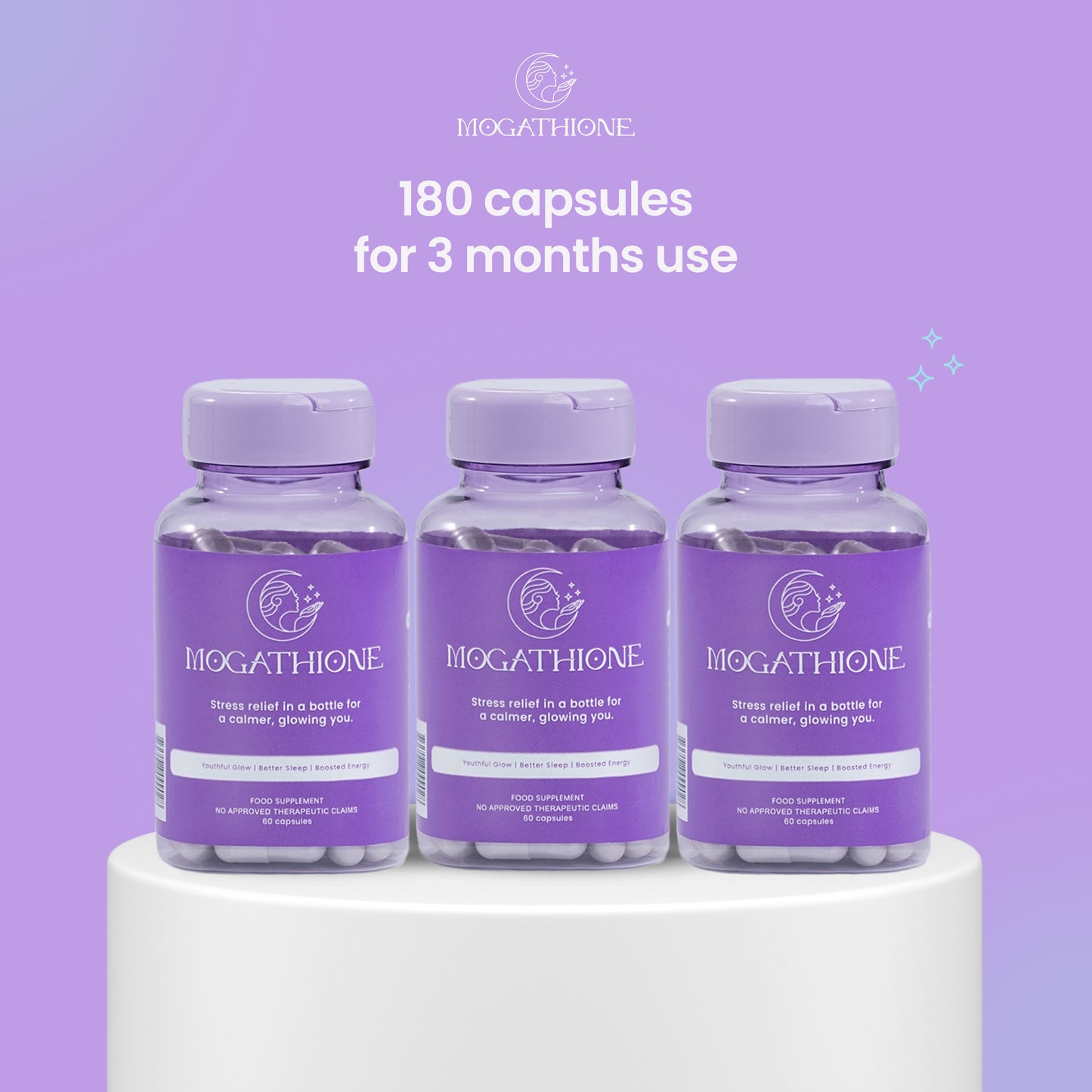 [Bundle of 3] FREE Holiday Gift Box - Mogathione 60 pcs Wellness Supplement for Anti-stress, Relaxation, Quality Sleep, and Skin Whitening