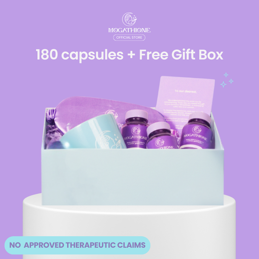 [Bundle Of 3]  Free Gift Box +  Mogathione 180 pcs Wellness Supplement for Anti-stress, Relaxation, Quality Sleep, and Skin Whitening