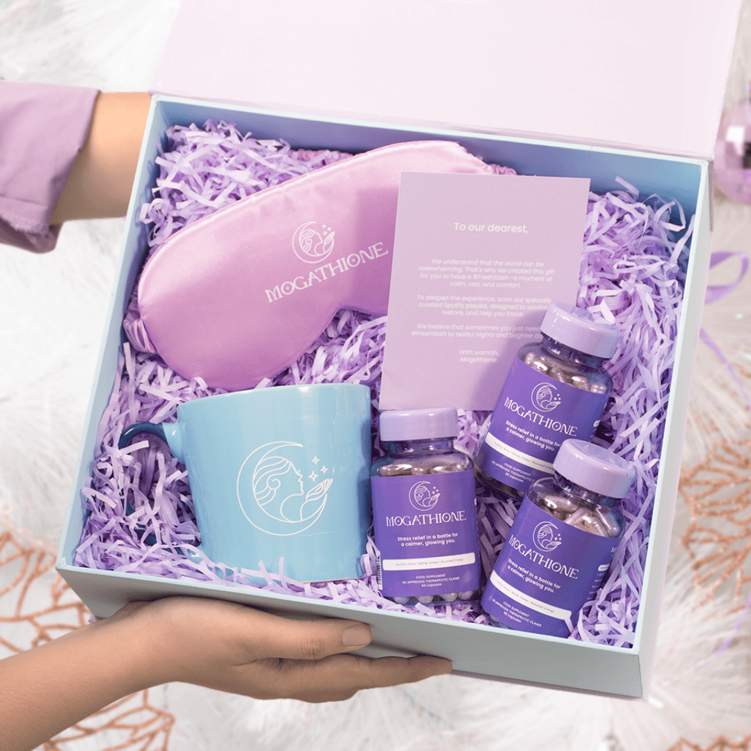 [Bundle of 3] FREE Holiday Gift Box - Mogathione 60 pcs Wellness Supplement for Anti-stress, Relaxation, Quality Sleep, and Skin Whitening